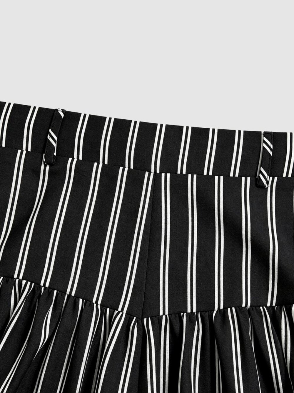 Black Casual Women's French Style Drapey Striped Wide Leg Long Pants - Picture 7 of 7